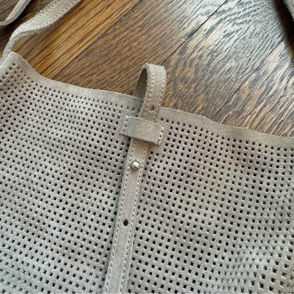 Anthropologie leather crossbody purse / grey / super soft sueded - Picture 2 of 9